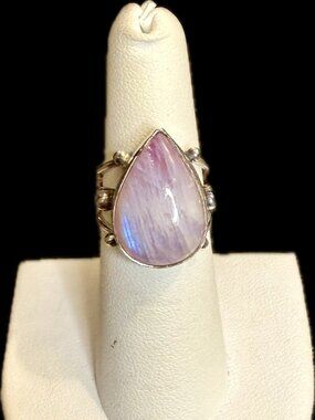 Sterling silver pink moonstone ring